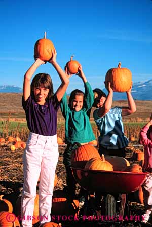 Stock Photo #4635: keywords -  autumn child children choose country countryside fall farm find girl girls grow halloween harvest hold holiday lift orange outdoor outside pick produce pumpkins released round season select share smile squash team together up vert vine