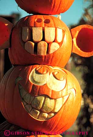 Stock Photo #4643: keywords -  autumn carve carved characters face faces fall halloween harvest holiday jack lantern o orange outdoor outside pumpkin pumpkins round season smile teeth vert