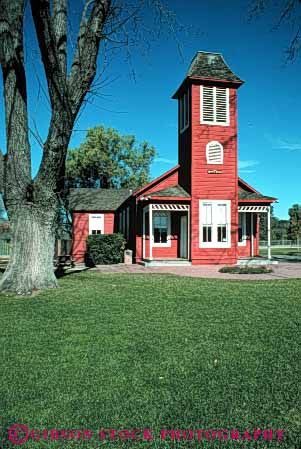Stock Photo #4670: keywords -  americana architecture ballard building california center class country countryside design education historic history house learn learning old one red room rural school schoolhouse schoolhouses small style tower tradition traditional vert vintage