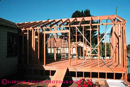 Stock Photo #4676: keywords - add addition beam build builder building construct construction frame framing home horz house improvement new owner project rafter released residence residential roof room stud studs wall wood