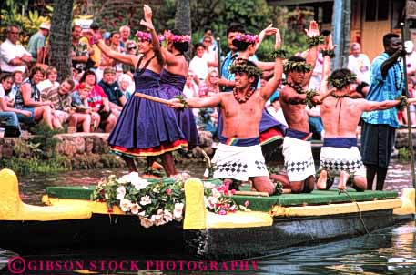 Stock Photo #4739: keywords -  boat canoe center color colorful coordinate coordinated costume cultural culture dance dancing display dress ethnic group hawaii heritage horz minority move movement music musical pageant perform performance performers performing polynesian practice routine show stage team together traditional tropical water