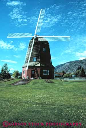 Stock Photo #4752: keywords - agriculture blade british columbia energy engineer engineering equipment farm grain grind historic mill old process processing rotate tradition traditional turn vert vintage wheel wind windmill wood work
