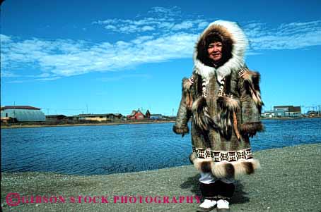 Stock Photo #4771: keywords -  alaska american clothes clothing coat eskimo ethnic fur horz indian minority native nome released tradition traditional tribe warm winter woman