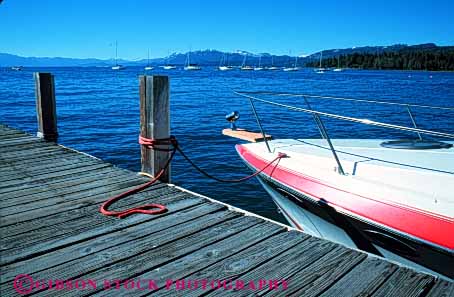 Stock Photo #4903: keywords -  boat california calm dock horz lake landscape mountain resort scenic shore tahoe water wood