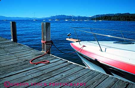 Stock Photo #4903: keywords - boat california calm dock horz lake landscape mountain resort scenic shore tahoe water wood
