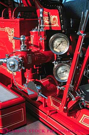 Stock Photo #4921: keywords -  americana antique antiques collector collectors detail engine fire hand historic history item junk old ornate paint painted preserved red restore restored second tradition traditional truck used valuable vehicle vert vintage