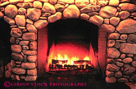 Stock Photo #4932: keywords -  americana burn cabin fire fireplace flame hearth heat horz hot interior rock stone tradition traditional wood