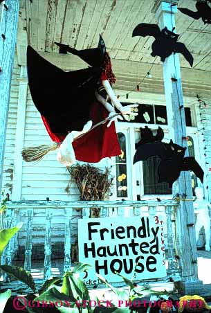 Stock Photo #4954: keywords -  celebrate celebrating celebration decorate decoration friendly halloween haunted home house scare scary vert witch