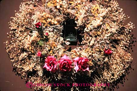 Stock Photo #4959: keywords - autumn decorate decorated decoration door dried dry fall flower flowers home horz house rose round wreath