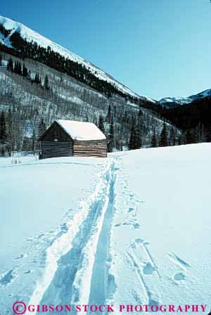 Stock Photo #4970: keywords -  alone cabin colorado feet foot imprint isolated mountain mountains print prints private quiet remote route season snow solitary step steps trail vert walk walking wilderness winter