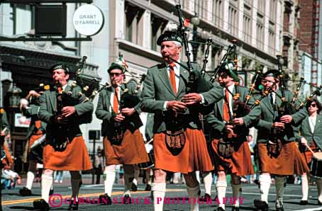 Stock Photo #5001: keywords -  annual bag bagpipes band celebrate celebrating celebration common day event francisco heritage history honor horz irish kilt marching memorial men nation national nationality parade patricks people pipes reunion saint san uniform uniforms unity