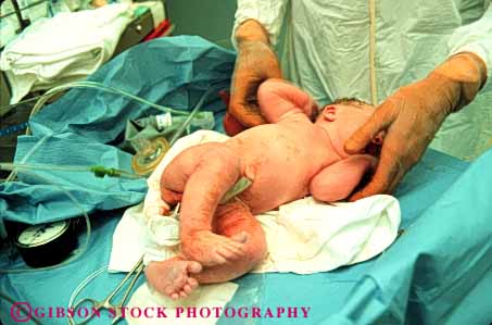 Stock Photo #5051: keywords -  baby birth birthing born child girl horz hospital infant new newborn released umbilical