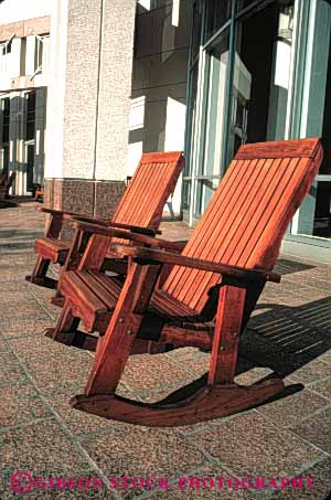 Stock Photo #5085: keywords -  chairs city comfort comfortable design exterior furniture hall orlando outdoor outside pair relax relaxing rocker rocking seat sit two vert wood