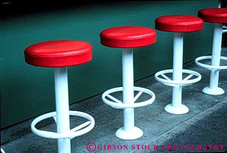 Stock Photo #5089: keywords -  array circle colorful counter design empty furniture horz interior metal old pattern plastic restaurant round row seat set sit stools vintage