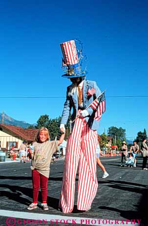 Stock Photo #3516: keywords -  americana and banner blue california child fourth girl july mount national patriot patriotism red sam shasta spangled spirit star states stilts summer symbol tall uncle united unity vert white