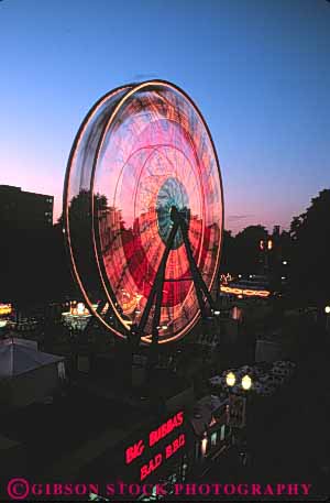 Stock Photo #5169: keywords -  amusement blur dusk dynamic fair ferris festival fun light lighting motion movement park play portland ride rose rotate round spin summer thrill vert wheel