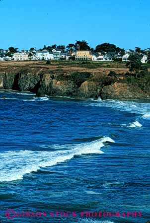 Stock Photo #5207: keywords -  america american buildings california city coast coastal community mendocino neighborhood ocean rural safe safety sea secure security small surf town vert water