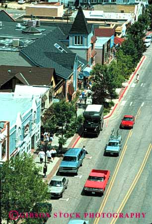 Stock Photo #5215: keywords - aerial america american buildings city colorado community elevated estes main neighborhood park road rural safe safety secure security small street town vert view