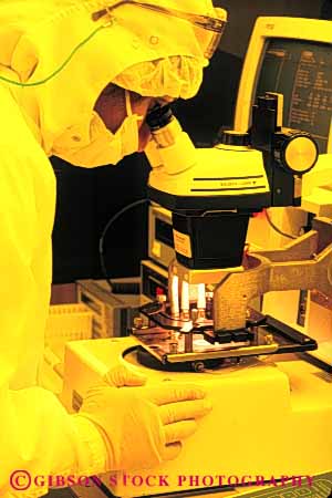 Stock Photo #5259: keywords - career clean cleanroom close closely component computer detail electric electrical electricity employee enlarge equipment exact examine high industry job light lighted look magnifier magnify manufacture manufacturing microscope occupation person precise precision research room science see stereoscope tech technical technician technicians technology test tool vert view vision vocation work worker working