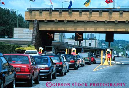 Stock Photo #5299: keywords -  access blaine booth border boundary canada car check control country cross crossing customs entry gate government horz immigrate immigration international line of patrol port states united wait washington