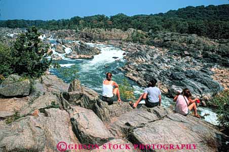 Stock Photo #5395: keywords -  adult class environment falls field girls great group high horz interaction nature outdoor outdoors outside park potomac recreation relax river sat school seated sit sitting social student students summer teen teenage teenager teenagers three trip virginia woman women young