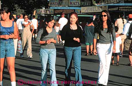 Stock Photo #5407: keywords -  adult california class ethnic fair field girls group high hispanic horz interaction minority outdoor outdoors outside recreation sacramento school social state student students summer teen teenage teenager teenagers three trip woman women young