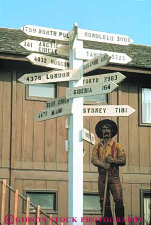 Stock Photo #10379: keywords -  alaska buildings cities direction directions distance international isolated nome remote sign signs vert wood